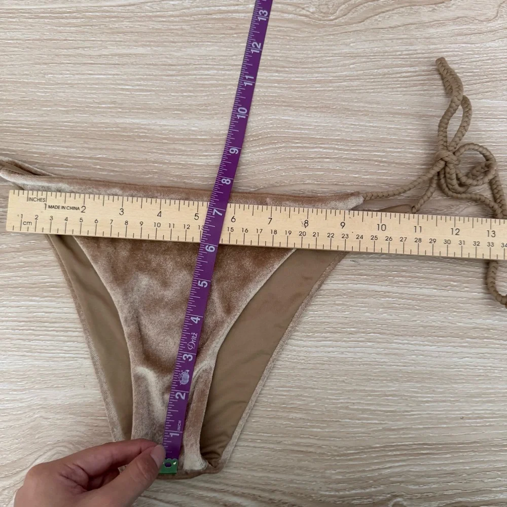Frankies Bikinis Medium Suki Crushed Velvet Set Tan Beige Swim Minimal Cheeky